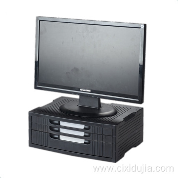 Ergonomic design plastic monitor stand with 3 drawers